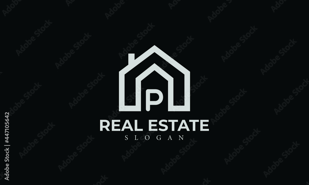 Fototapeta premium Alphabet P Real Estate Monogram Vector Logo Design, Letter P House Icon Template