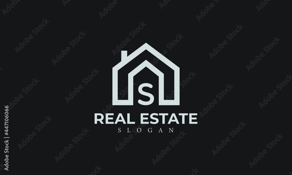 Alphabet S Real Estate Monogram Vector Logo Design, Letter S House Icon Template