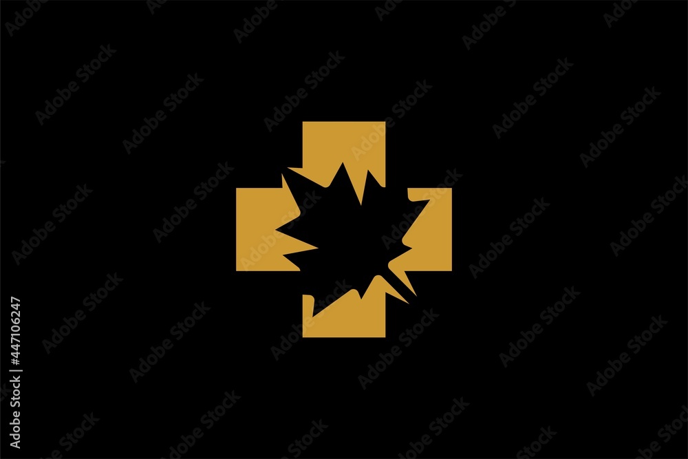 Maple leaf and cross medical logo design vector. Healthy clinic sign symbol. Maple leaf and cross medical logo design vector. Healthy clinic sign symbol.