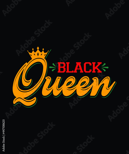 Black Queen typography t-shirt design vector