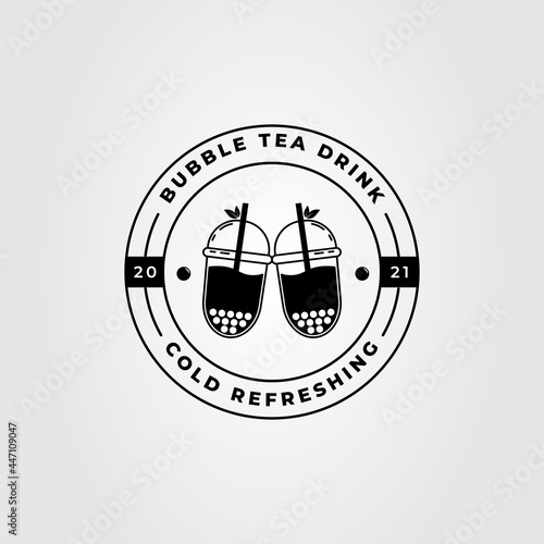 bubble tea or milk drink logo vector illustration design
