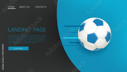 Soccer game banner with the ball. web gage template