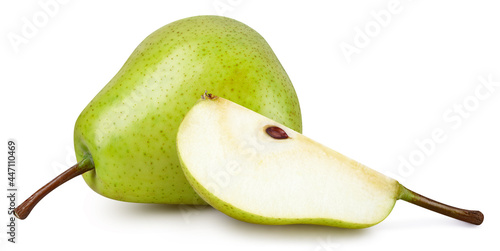 Pear and half pear on white background