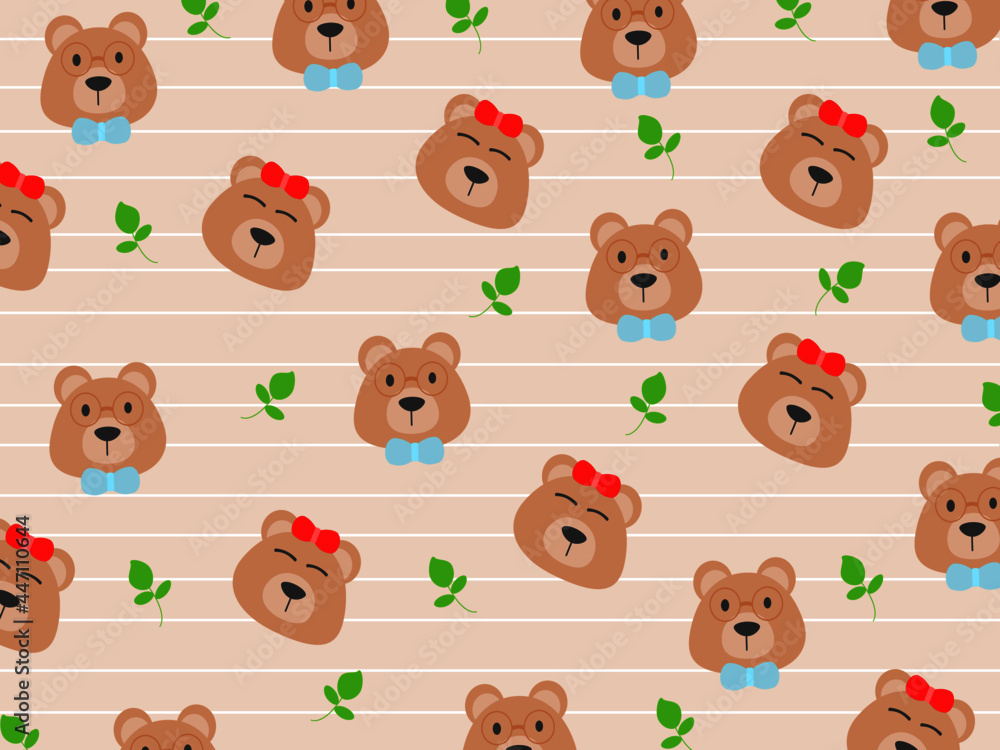 Seamless Pattern Bear On Brown Background Vector Isolated illustration Seamless Pattern Bear On Brown Background Vector Isolated illustration
