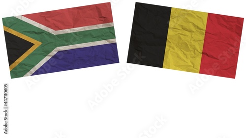 Belgium and South Africa Flags Together Paper Texture Effect Illustration