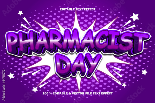 pharmacist day editable text effect emboss cartoon comic style