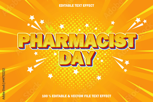 pharmacist day editable text effect emboss cartoon comic