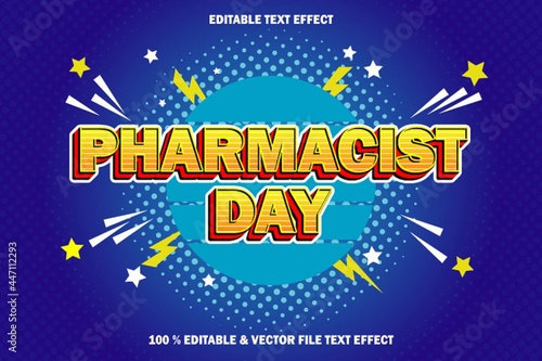 pharmacist day editable text effect emboss cartoon comic