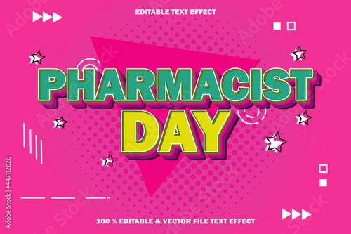 pharmacist day editable text effect emboss cartoon comic