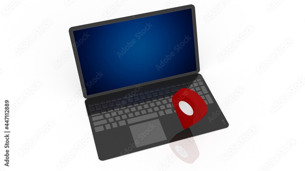 3d illustration laptop with navigation concept 3d illustration laptop with navigation concept