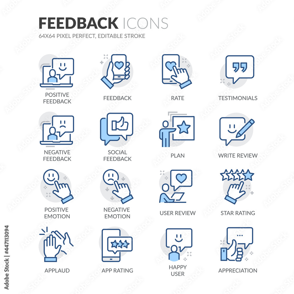 Simple Set of Feedback Related Vector Line Icons. Contains such Icons as Review, Rating, Testimonials and more. Editable Stroke. 64x64 Pixel Perfect. Simple Set of Feedback Related Vector Line Icons. Contains such Icons as Review, Rating, Testimonials and more. Editable Stroke. 64x64 Pixel Perfect.