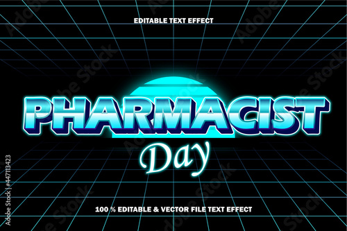 pharmacist day editable text effect retro style