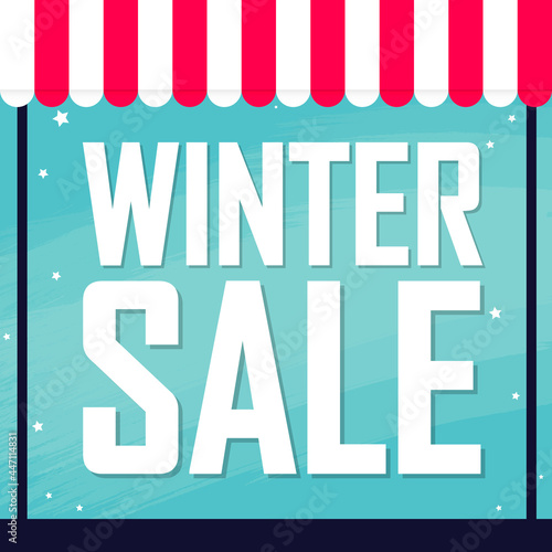 Winter Sale, discount poster design template. Promotion banner for shop or online store, vector illustration.