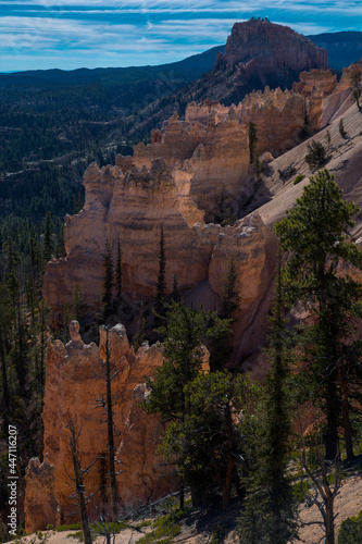 Pure white and pink color of the hoodoos in the Bryce Canyon