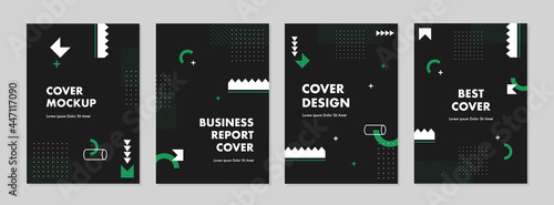 Set of abstract geometric memphis templates. Universal cover Designs for Annual Report, Brochures, Flyers, Presentations, Leaflet, Magazine.