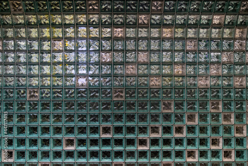 Decorative glass wall in Tokyo subway station, Japan