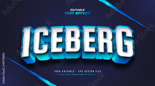 Blue Iceberg Text Style with 3D Embossed Effect. Editable Text Style Effect