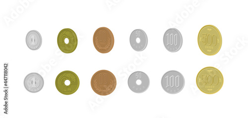 日本円硬貨のイラストセット
