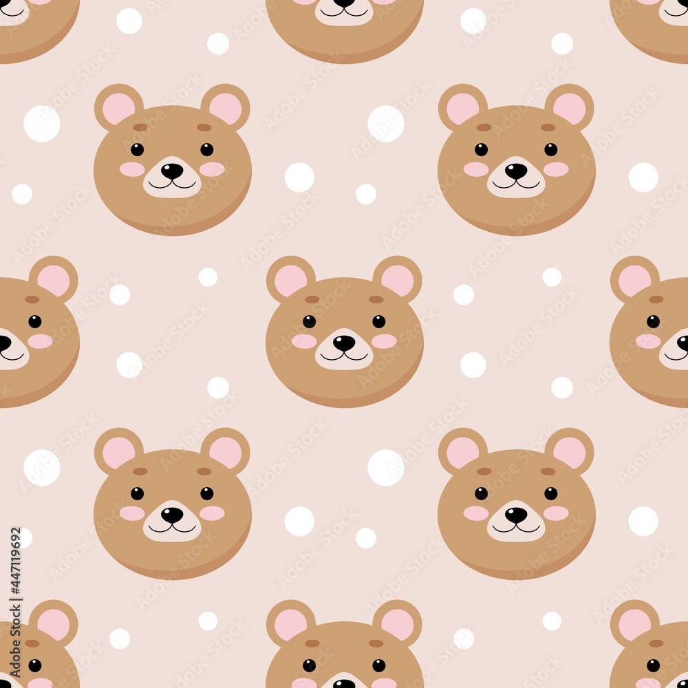 seamless pattern cartoon teddy bear on pastel background. illustration for children