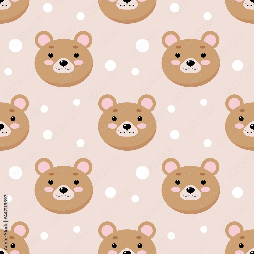 seamless pattern cartoon teddy bear on pastel background. illustration for children seamless pattern cartoon teddy bear on pastel background. illustration for children