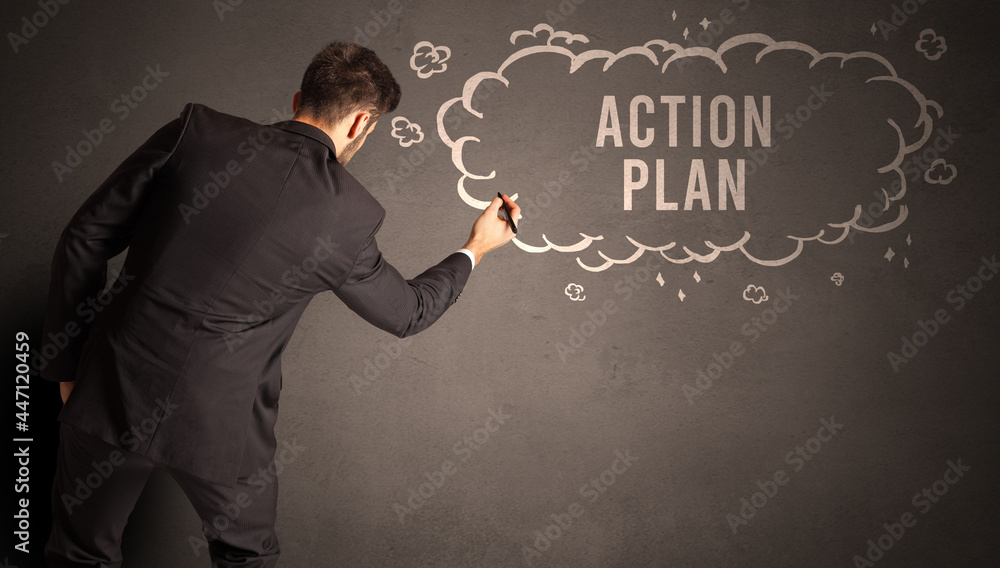 businessman drawing a cloud with inscription businessman drawing a cloud with inscription