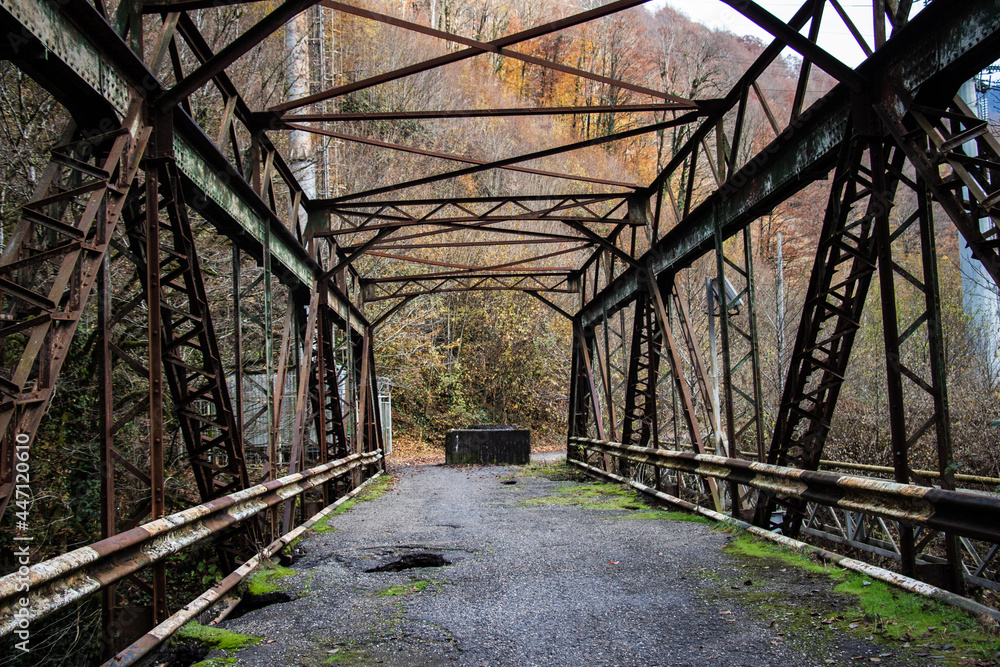 Bridge structure in front of mountains Bridge structure in front of mountains