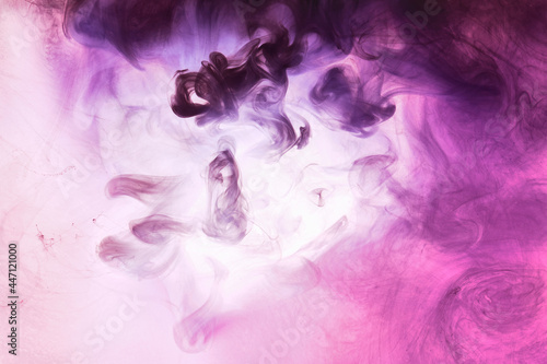 Quadro su tela Abstract pink purple cloud of smoke, paint in water background