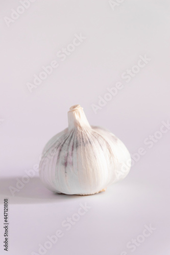 Whole garlic isolated on white background.