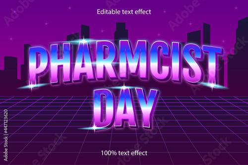 pharmacist day editable text effect retro style