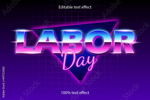 labor day editable text effect retro with neon style