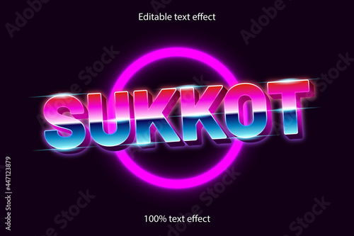 sukkot editable text effect retro with neon style
