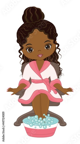 Beautiful Black Girl Doing Pedicure and Manicure