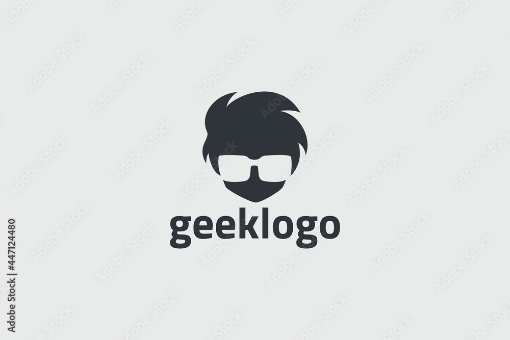 geek logo vector graphic with a boy head for any business. geek logo vector graphic with a boy head for any business.