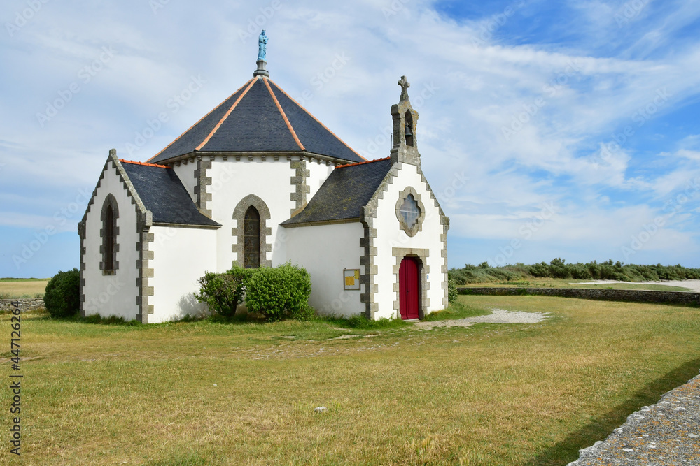 Sarzeau,Penvins,France - june 6 2021 : Notre Dame de la Cote chapel