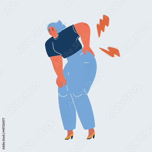 Vector illustration of Illustration of a Woman Suffering From Back Pain