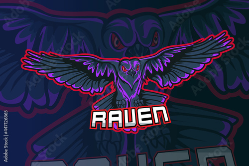 raven mascot esport logo design