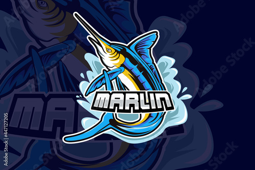 marlin mascot sport logo design