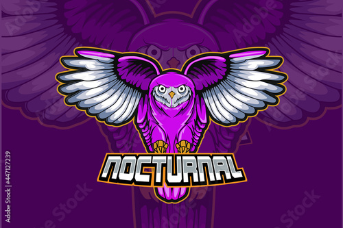 nocturnal owl esport and sport mascot logo design in modern illustration concept for team badge, emblem and thirst printing