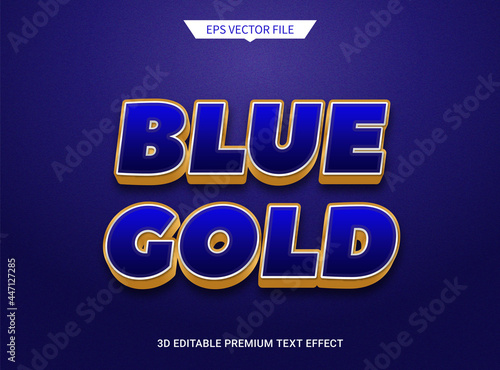 luxury blue gold 3d editable text style effect
