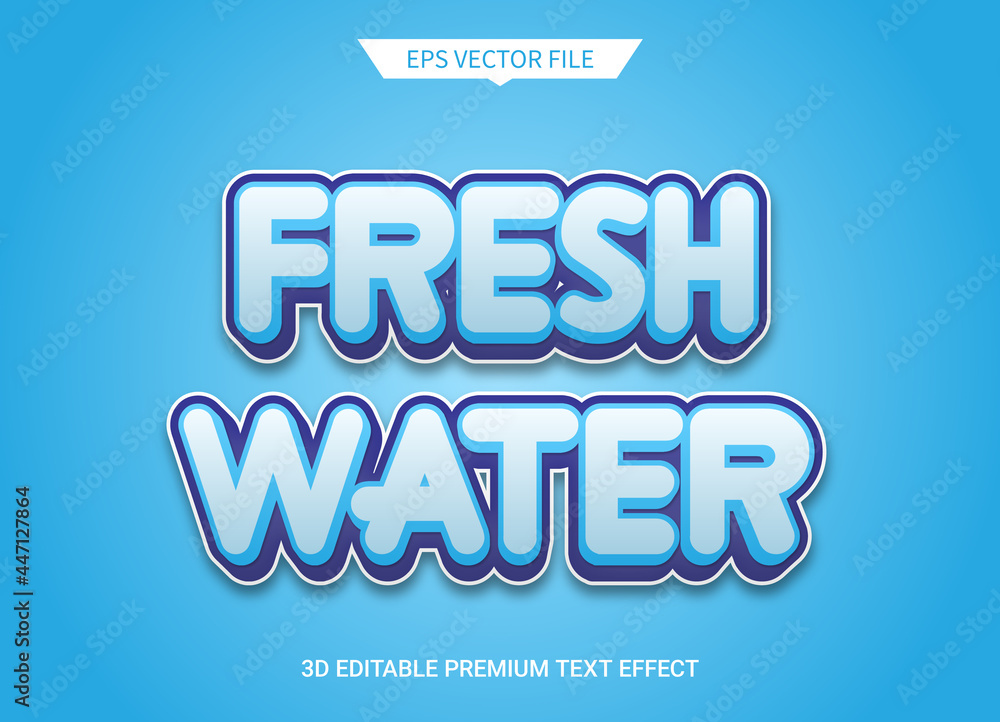 fresh water blue 3d editable text style effect
