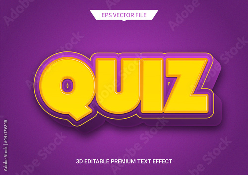 quiz game 3d editable text style effect
