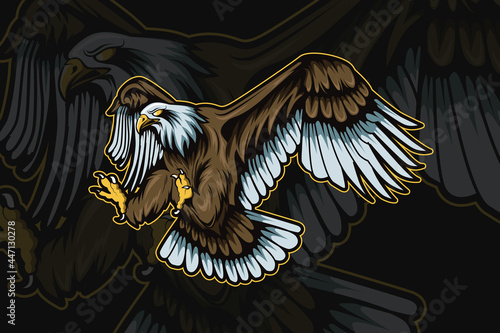 eagle mascot for sports and esports logo isolated on dark background