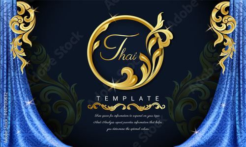 Blue curtains background , Thai traditional concept The Arts of Thailand, Seamless background. EPS 10 vector illustration.