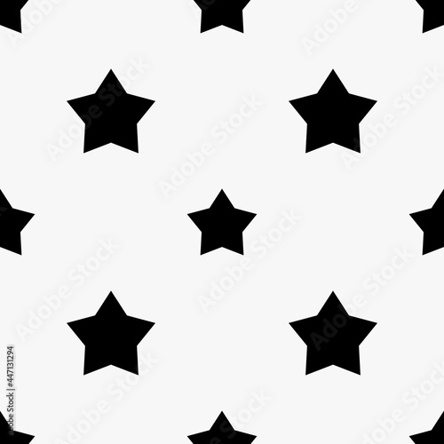 Fototapeta Naklejka Na Ścianę i Meble -  Vector black strars. White background. Repeated stars sample pattern.