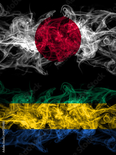 Smoke flags of Japan, Japanese and Gabon, Gabonese, Gabonian photo