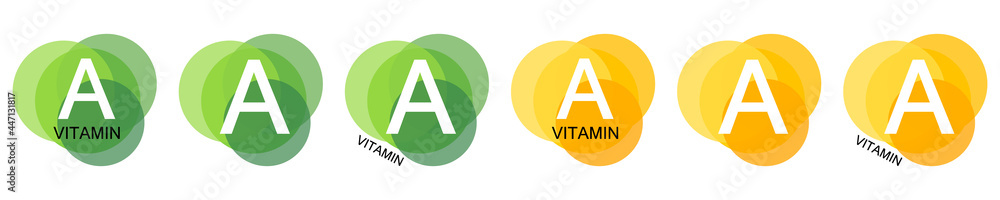 Vitamin A, set icons, isolated symbols, vector illustration