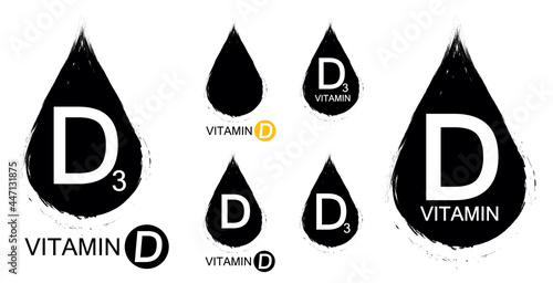 Vitamin D and D3, set icons, isolated symbols, vector illustration