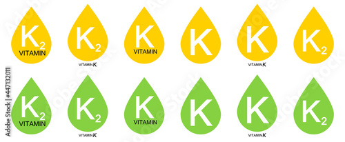 Vitamin K and K2, set icons, isolated symbols, vector illustration