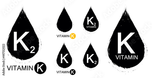 Vitamin K and K2, set icons, isolated symbols, vector illustration