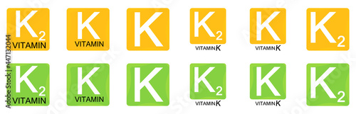 Vitamin K and K2, set icons, isolated symbols, vector illustration
